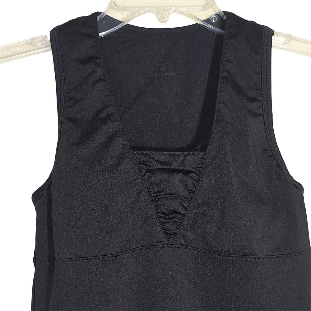 Athleta Yoga V-Neck Built-in Bra Tank Top Women 32B Black Ruched Activewear EUC - Picture 6 of 15